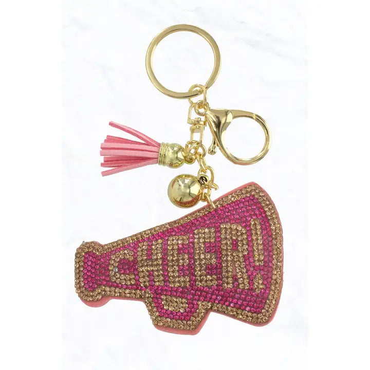 Glittering Cheer Megaphone with Tassel Cushion Keychain