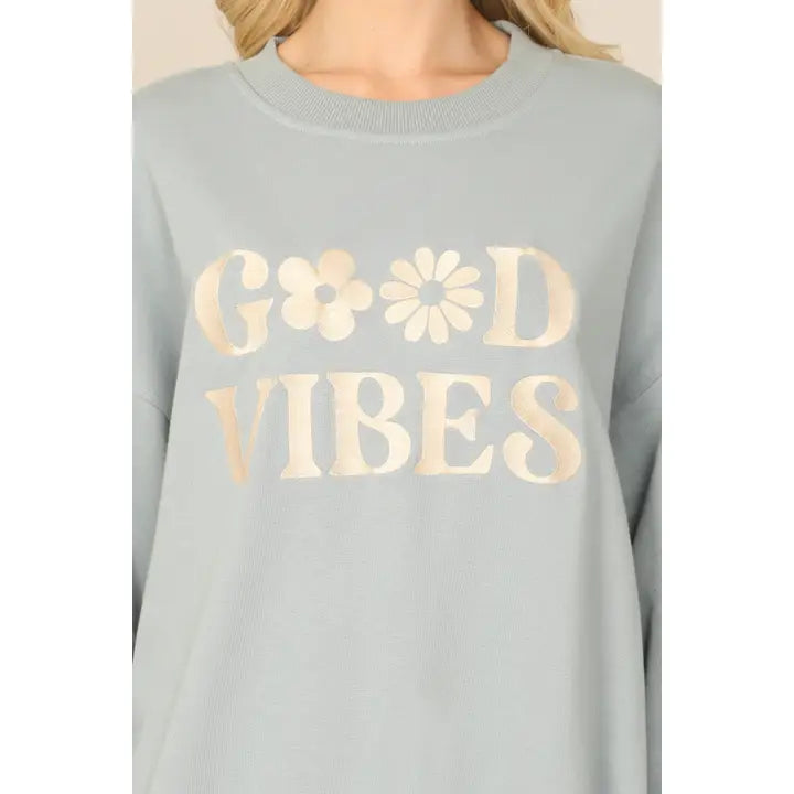 Sweatshirt "Good Vibes" Print Top